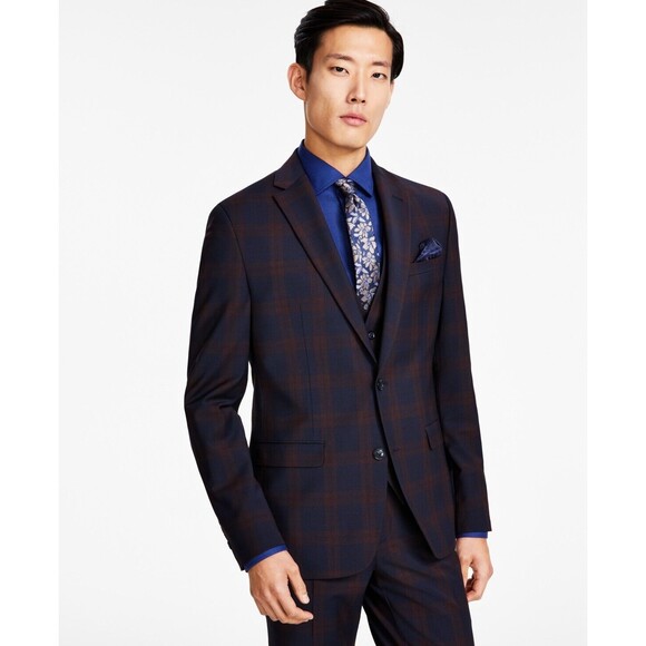 Bar III Men's Slim-Fit Suit Jackets, Burgundy/blue, 40L - Picture 1 of 2